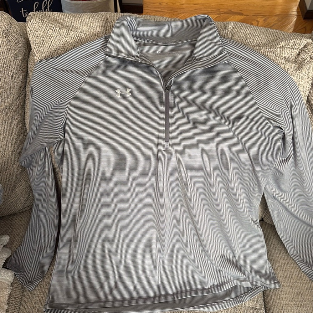 Under armour striped gray quarter zip